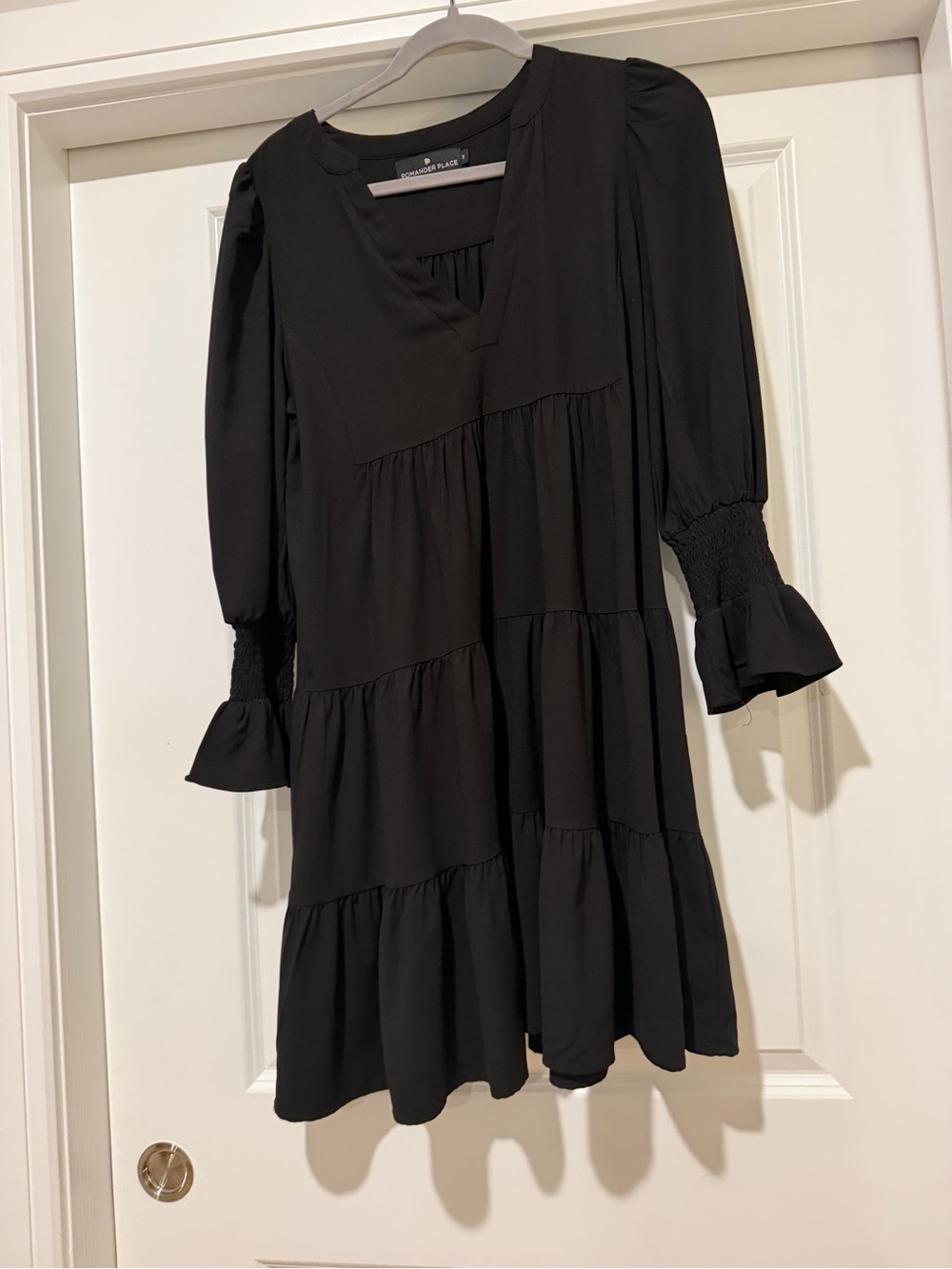 Tuckernuck Black Tiered V-Neck Mini Dress